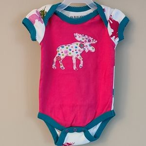 Little Blue House pink onesie/bodysuit with moose detail